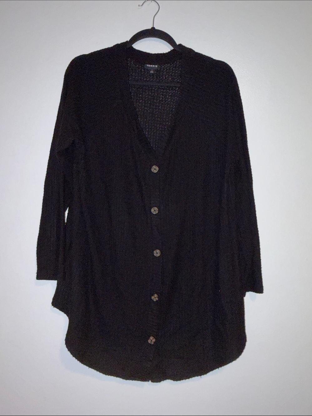 Torrid WORN ONCE Super Soft Black Button Front Waffle Knit Cardigan Size 1 - Picture 1 of 6